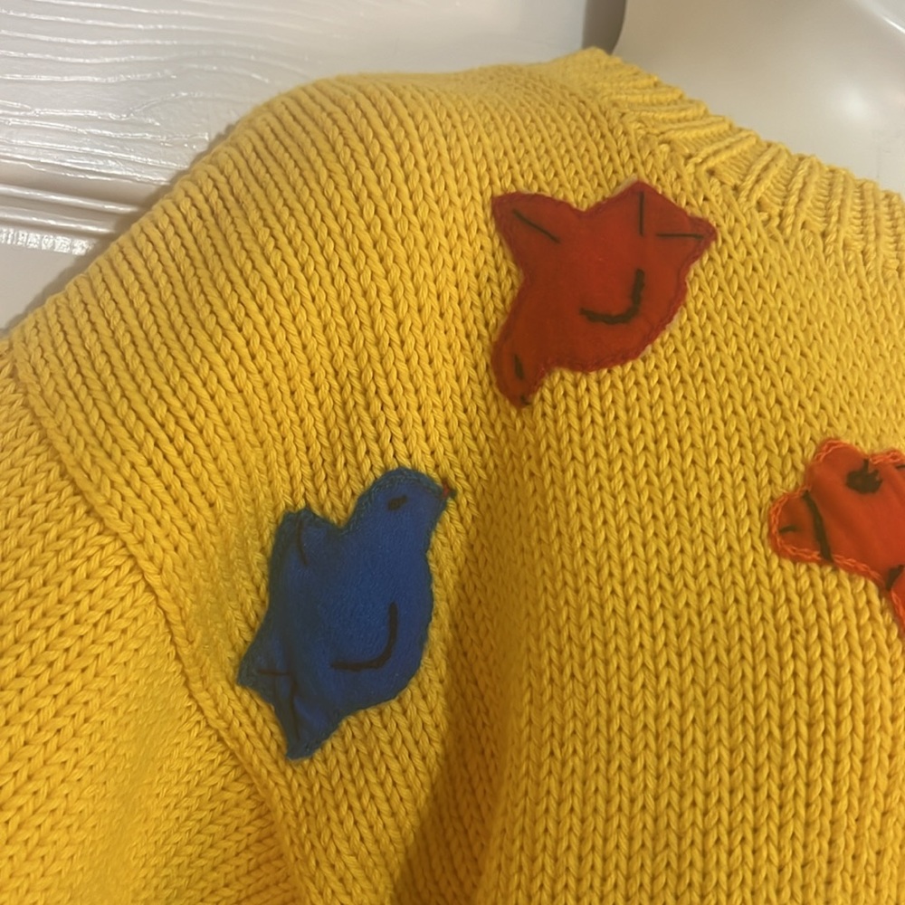 Aunti M’s Fantasies Noah’s Ark child yellow crew neck pullover sweater, size L - Picture 2 of 13